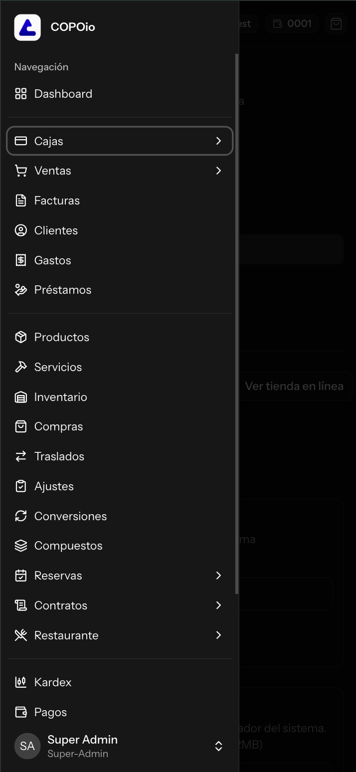 Navigation Mobile Dark